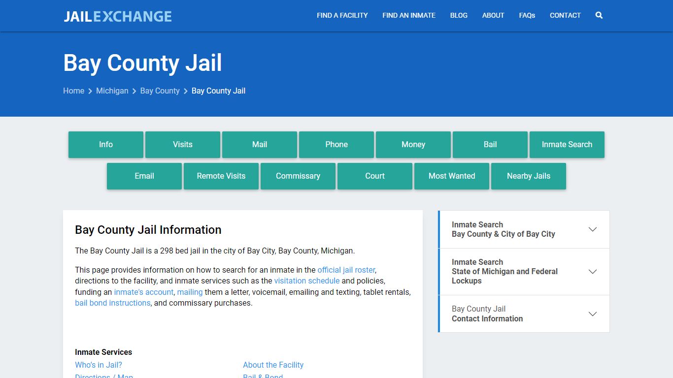 Bay County Jail, MI Inmate Search, Information